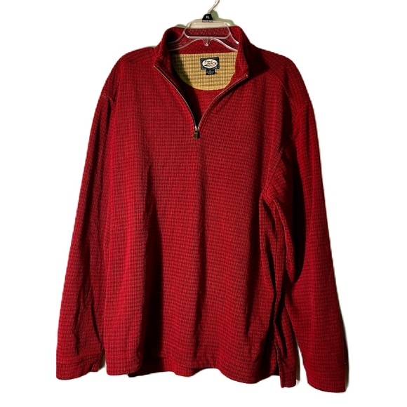Tommy Bahama mens’ red black 3/4 zipper pullover size XL - Picture 1 of 9